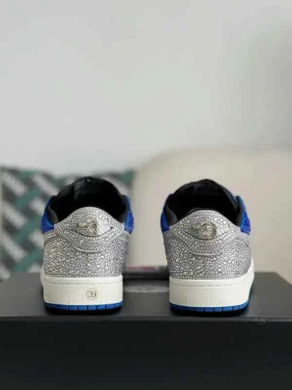 Air Jordan 1 Low “Royal Bling” Royal Blue & Silver Rhinestones