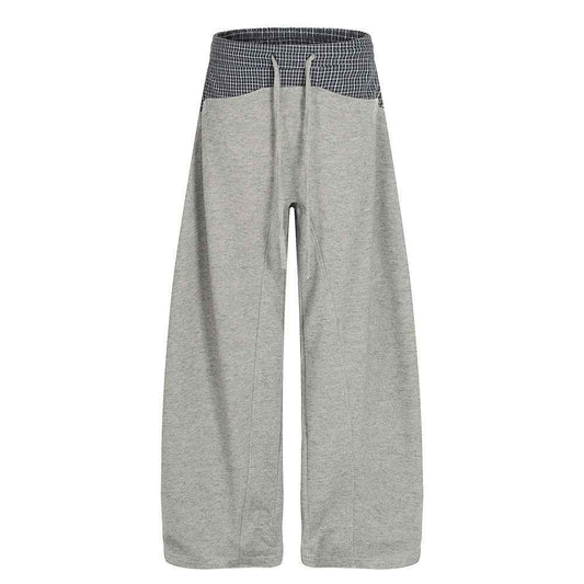 LUW Plaid Patchwork Contrasting Casual Sweatpants