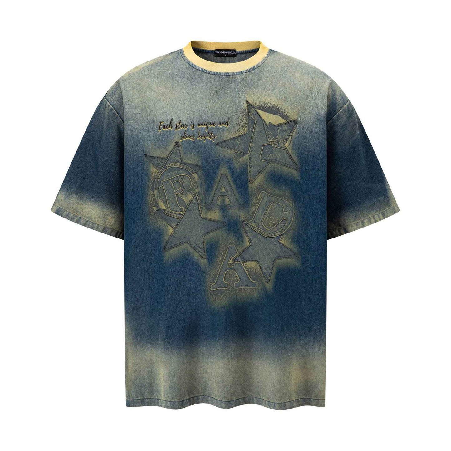 Star letters make old short sleeves