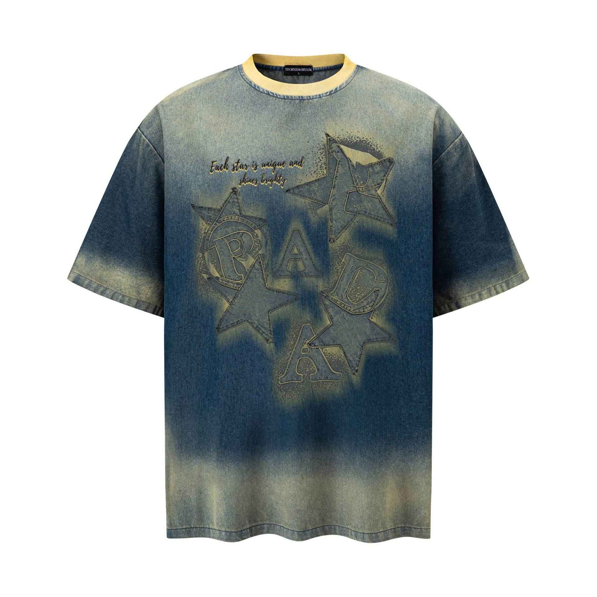 Star letters make old short sleeves