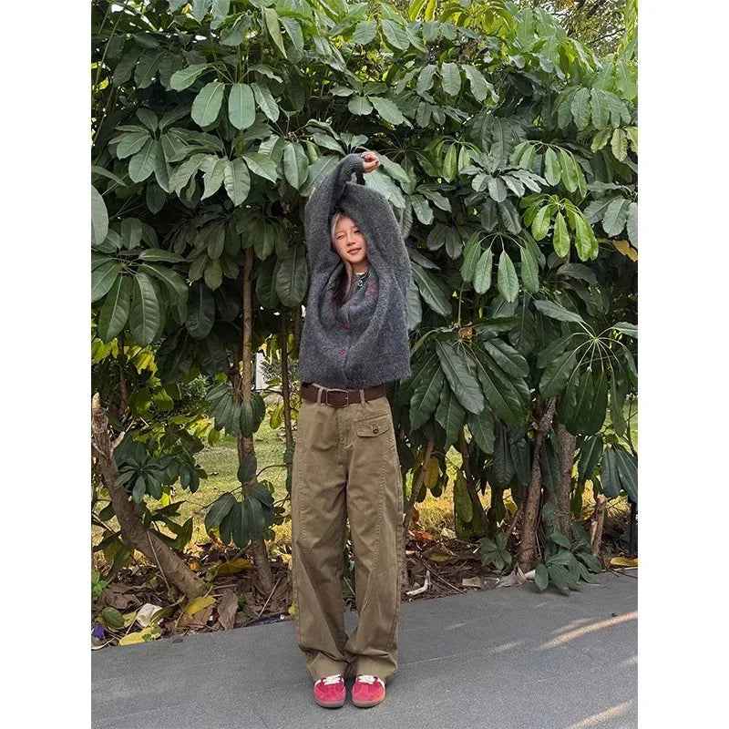 Retro Knife Pant Cut Tapered Cargo Casual Pants for Women, Loose Versatile Casual Drapey Long Pants, Ins Trendy