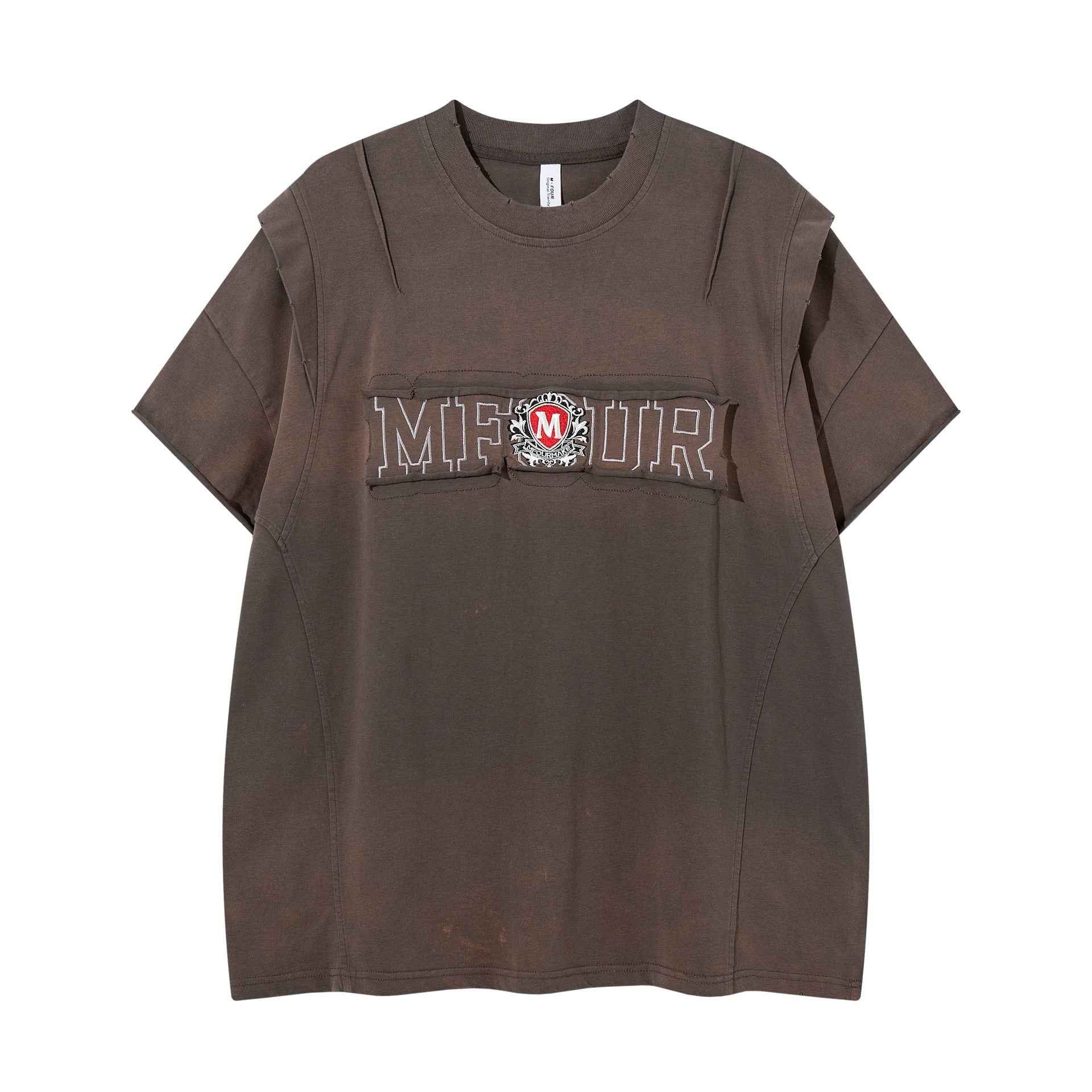 Deconstruction splicing gradient short sleeved shirt