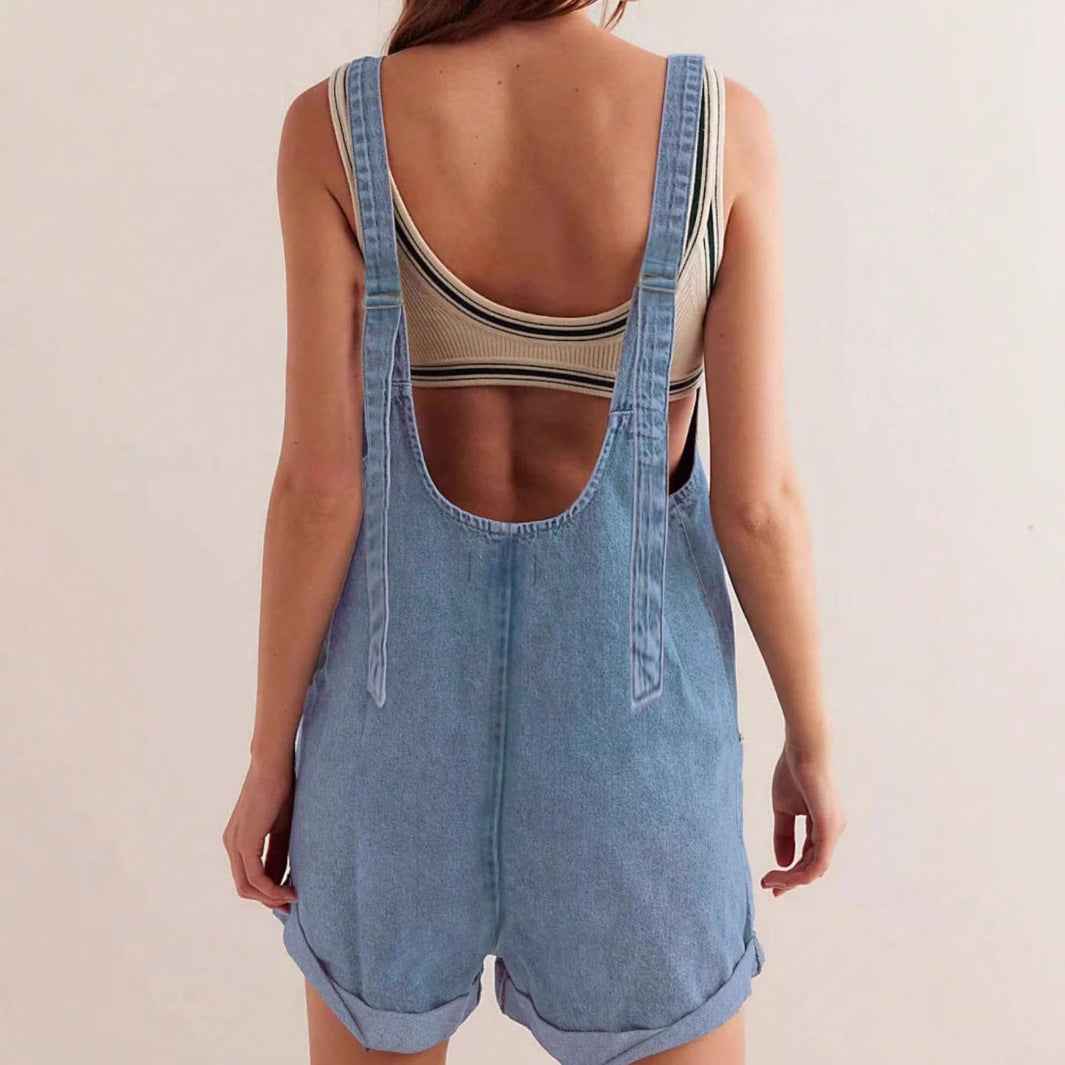 Women's Denim Overalls Shorts Summer Loose  Fashion Ready Stock