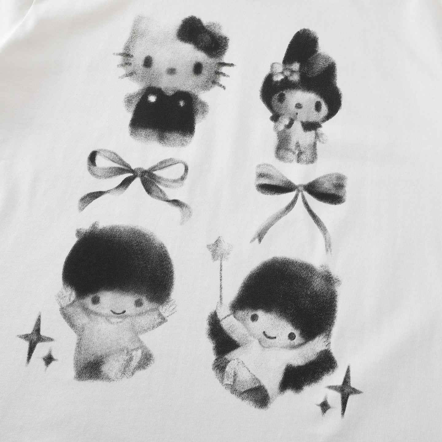 Loose Round Neck Short Sleeve Cartoon KT Cat Print T-Shirt for Women