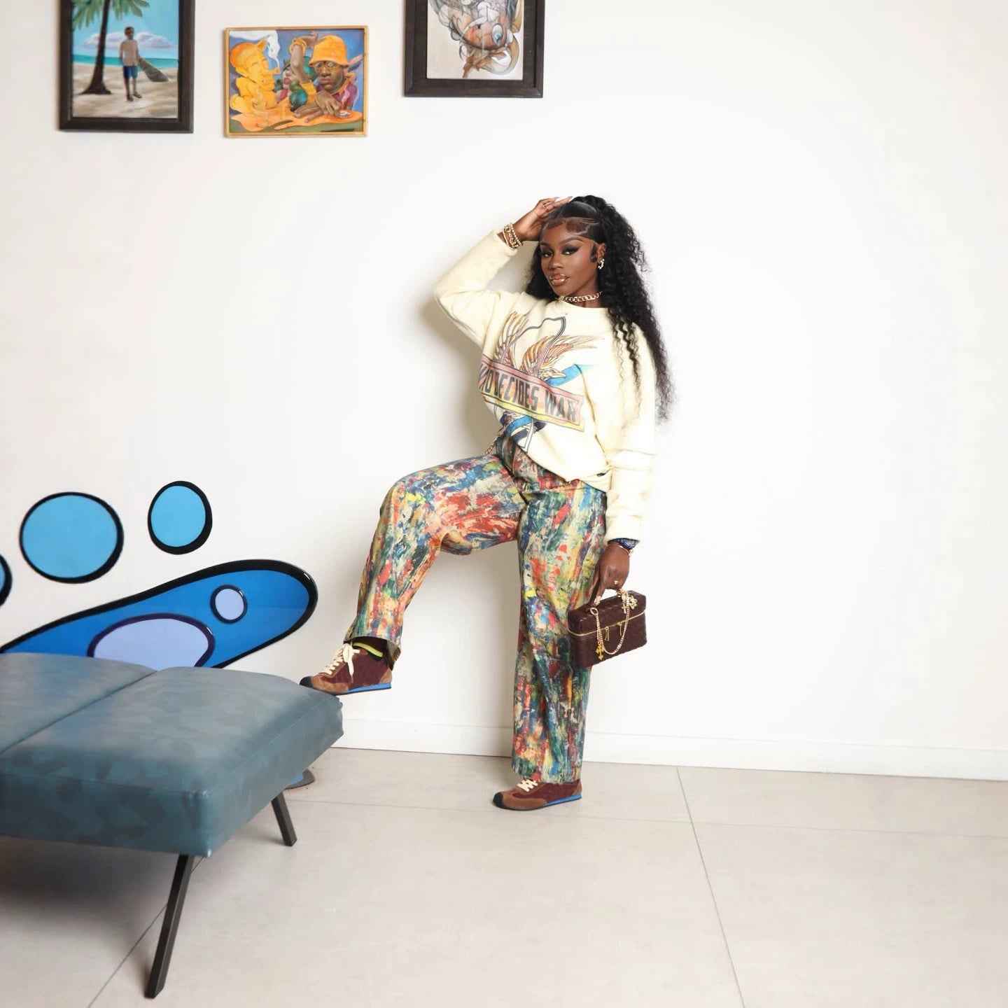 Printed Palette Oil Painted Denim Jeans
