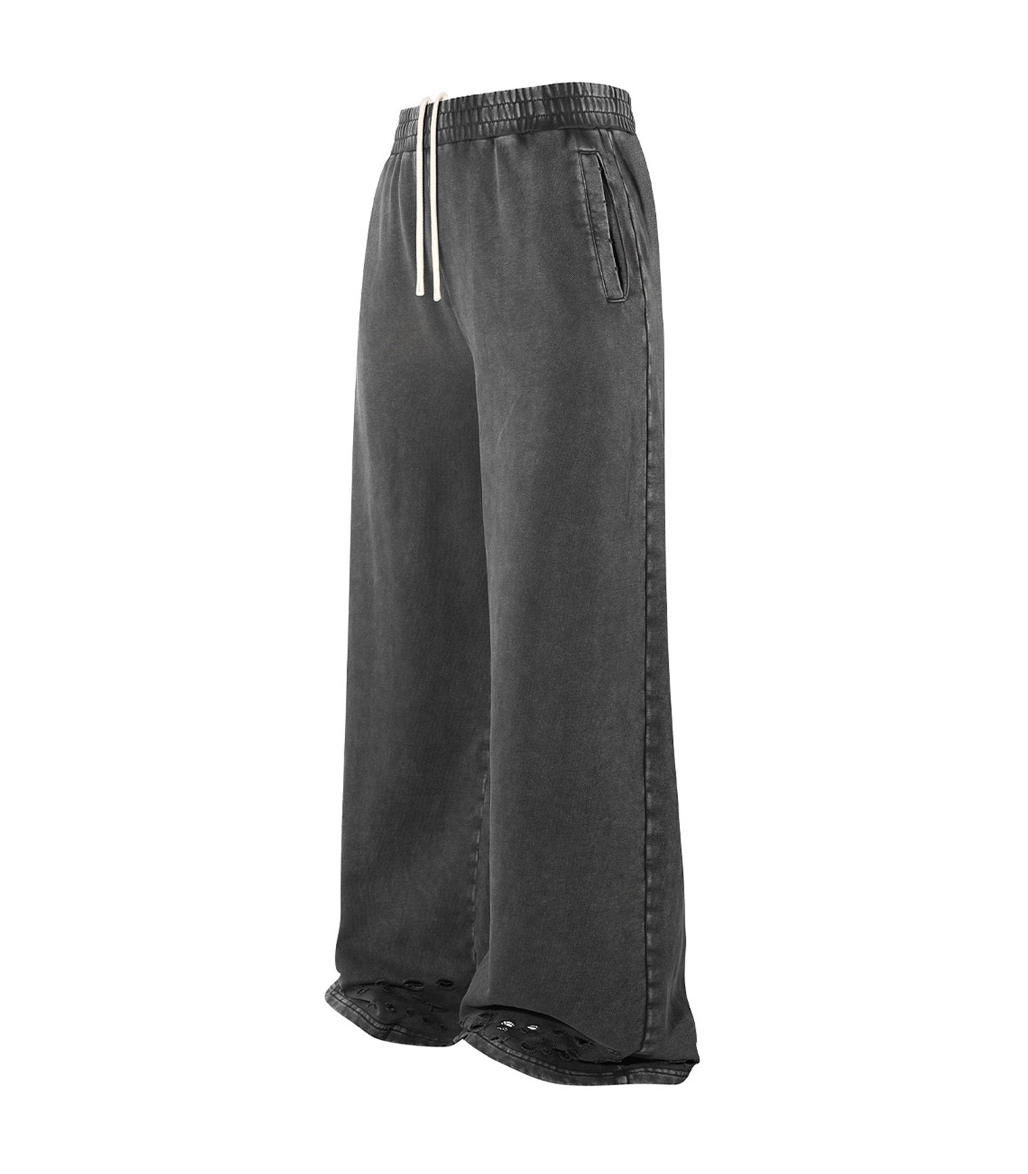 CHARCOAL DISTRESSED SWEATPANTS - JUSTLUXURY