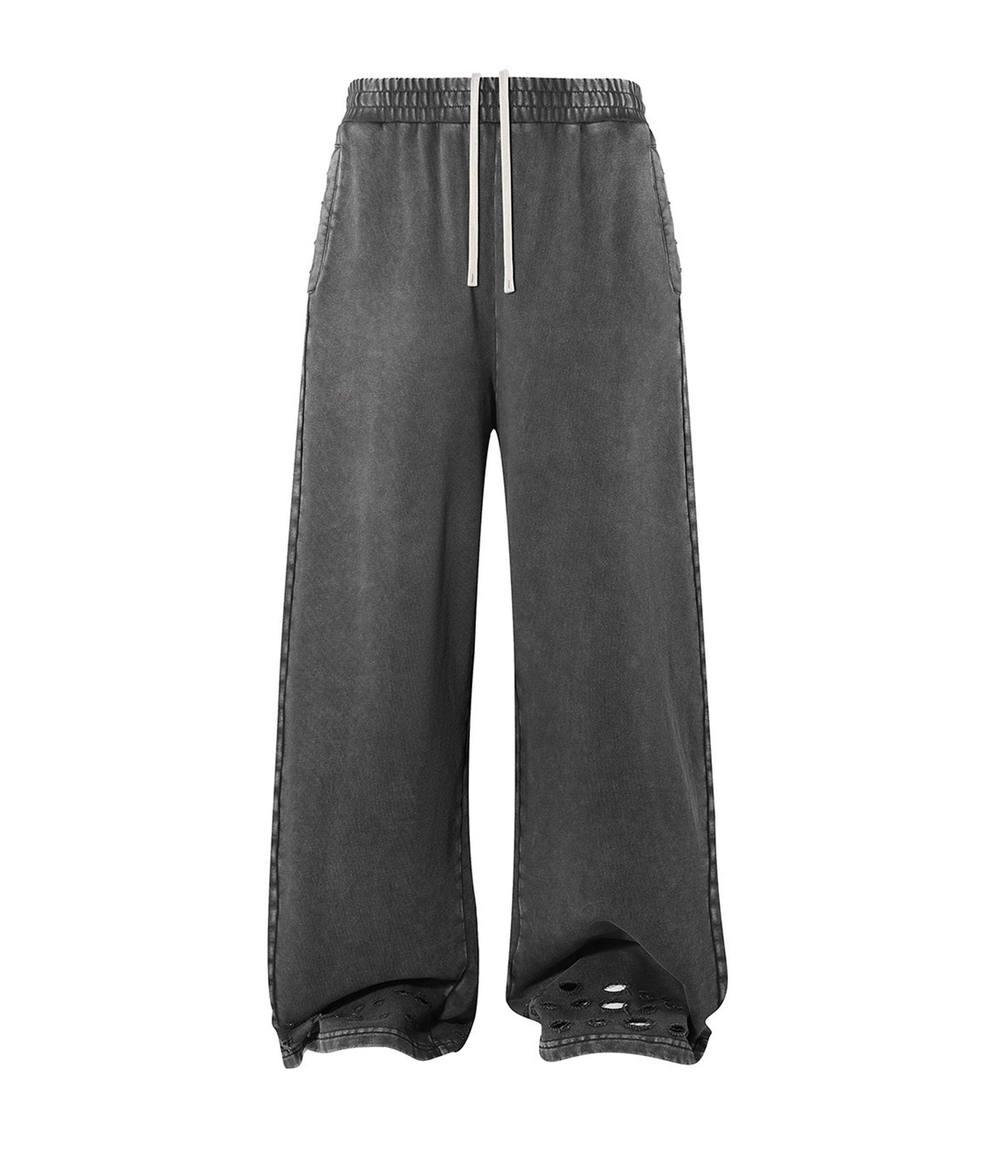 CHARCOAL DISTRESSED SWEATPANTS