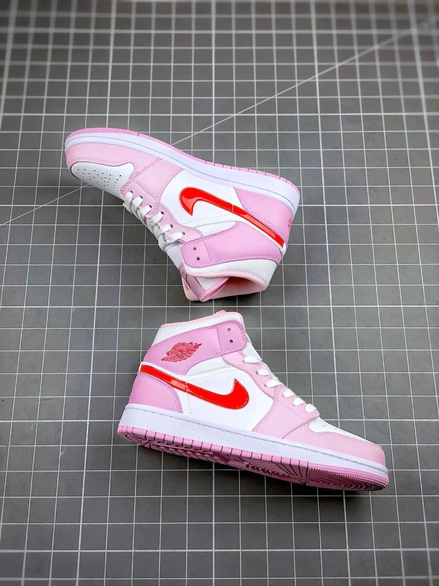 Custom Air Jordan 1 MID Pink Purple Valentine's Day SneakerNational