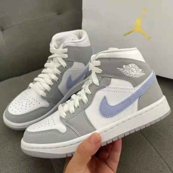 Custom Air Jordan 1 Mid Wolf Grey High Q SneakerNational