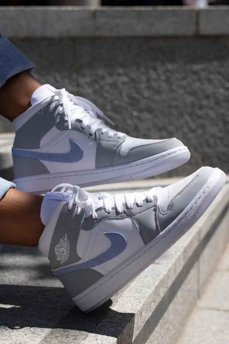 Custom Air Jordan 1 Mid Wolf Grey High Q SneakerNational