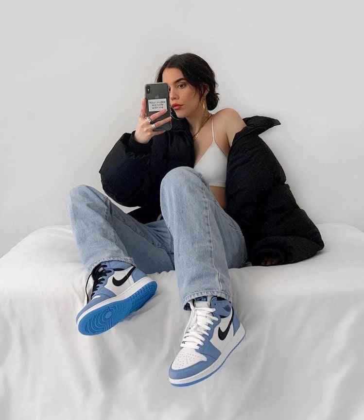 Custom Blue Black White Jordan 1 High Q SneakerNational