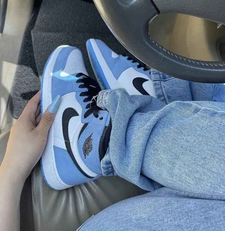 Custom Blue Black White Jordan 1 High Q SneakerNational