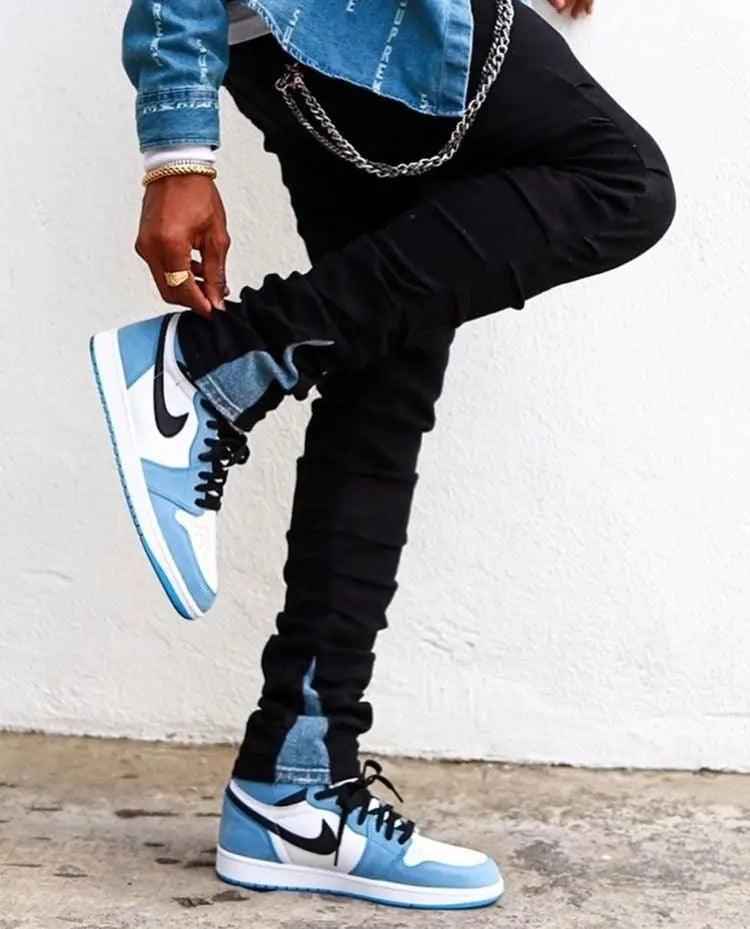 Custom Blue Black White Jordan 1 High Q SneakerNational