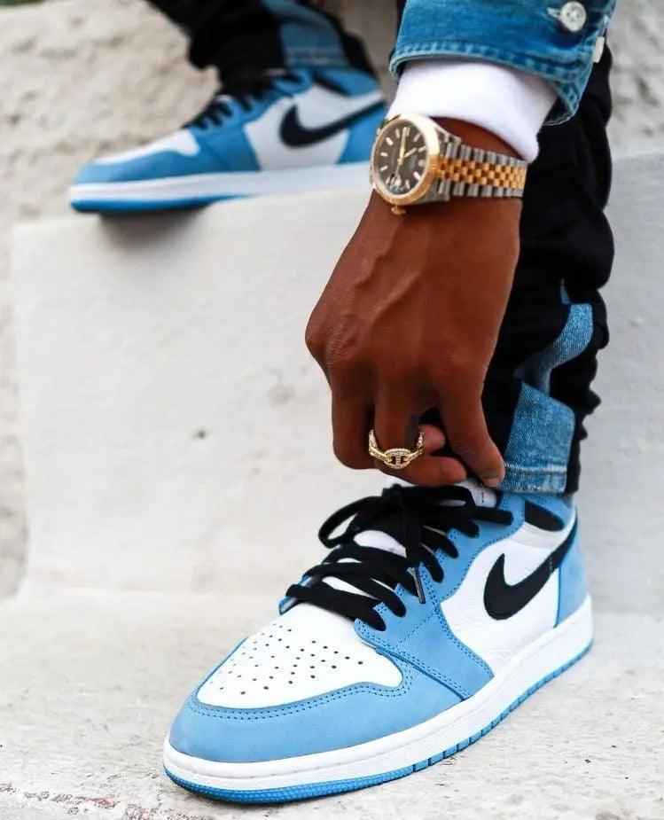 Custom Blue Black White Jordan 1 High Q SneakerNational