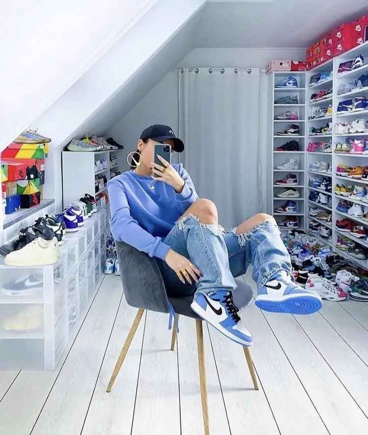 Custom Blue Black White Jordan 1 High Q SneakerNational