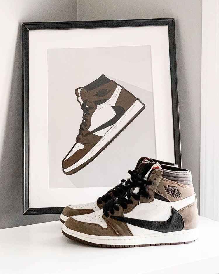Custom Brown T-Scott x Fragment x Air Jordan 1 High Q ( Customs And Box ), Jordan 1 Sneakers Active CACTUS JACK SneakerNational