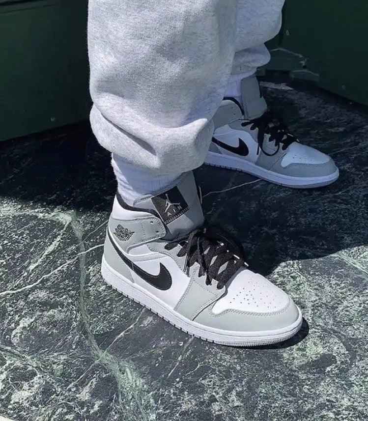 Custom Jordan 1 Light Smoke Grey Mid High Q Sneakers SneakerNational