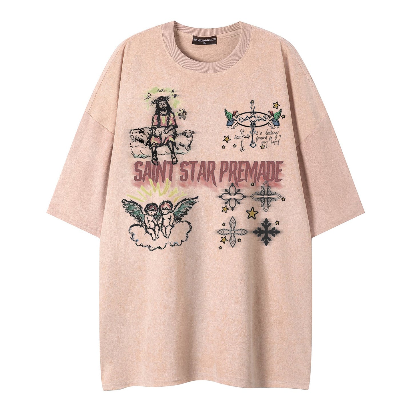 Angel print short sleeved shirt