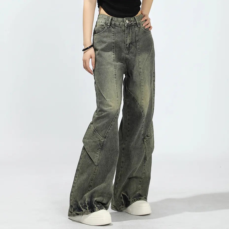 Retro Patch Denim Pants