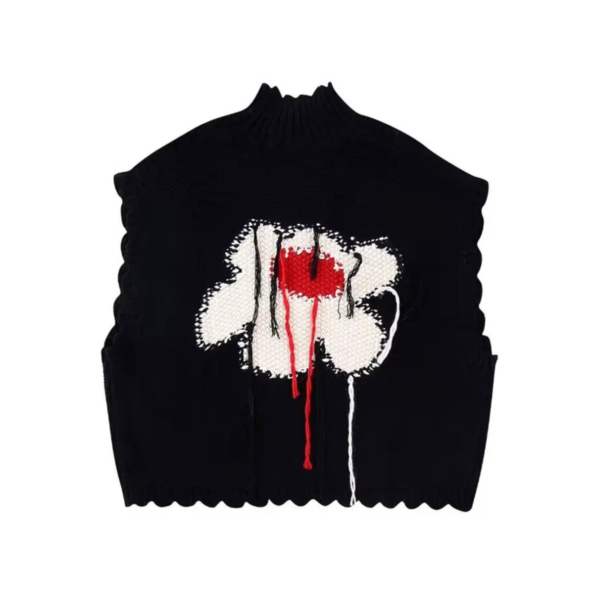 Red Heart Flower Knitted Vest