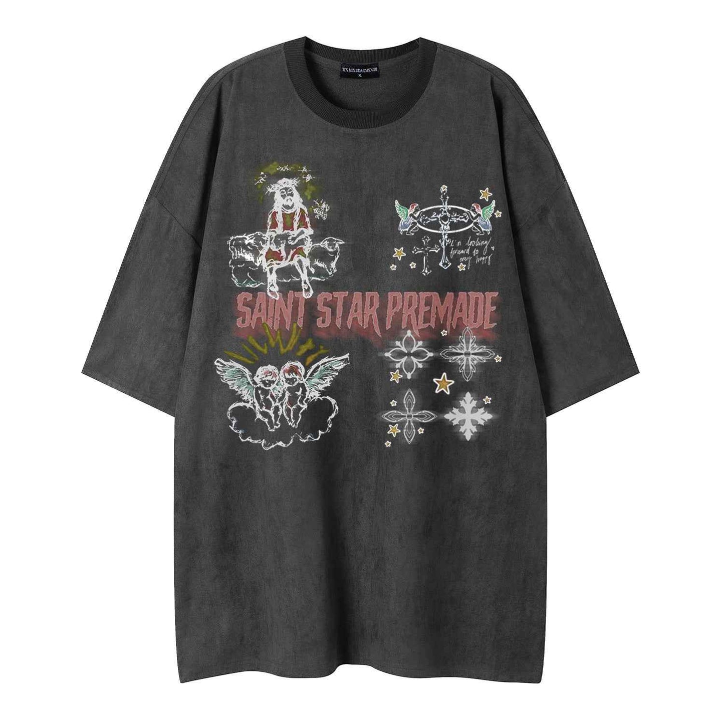 Angel print short sleeved shirt