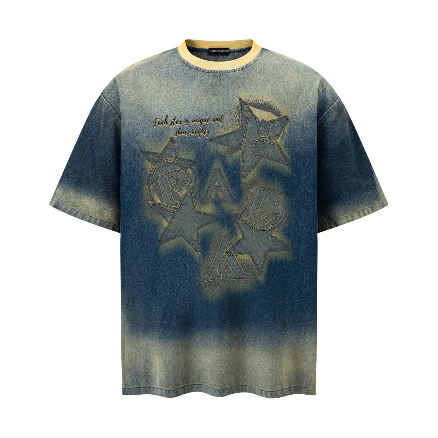 Star letters make old short sleeves