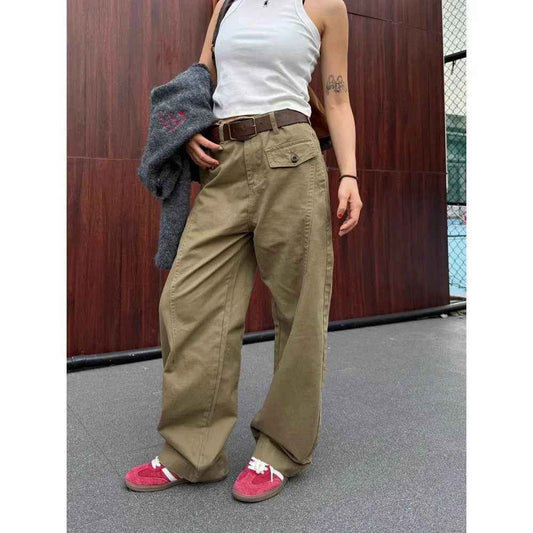 Retro Knife Pant Cut Tapered Cargo Casual Pants for Women, Loose Versatile Casual Drapey Long Pants, Ins Trendy