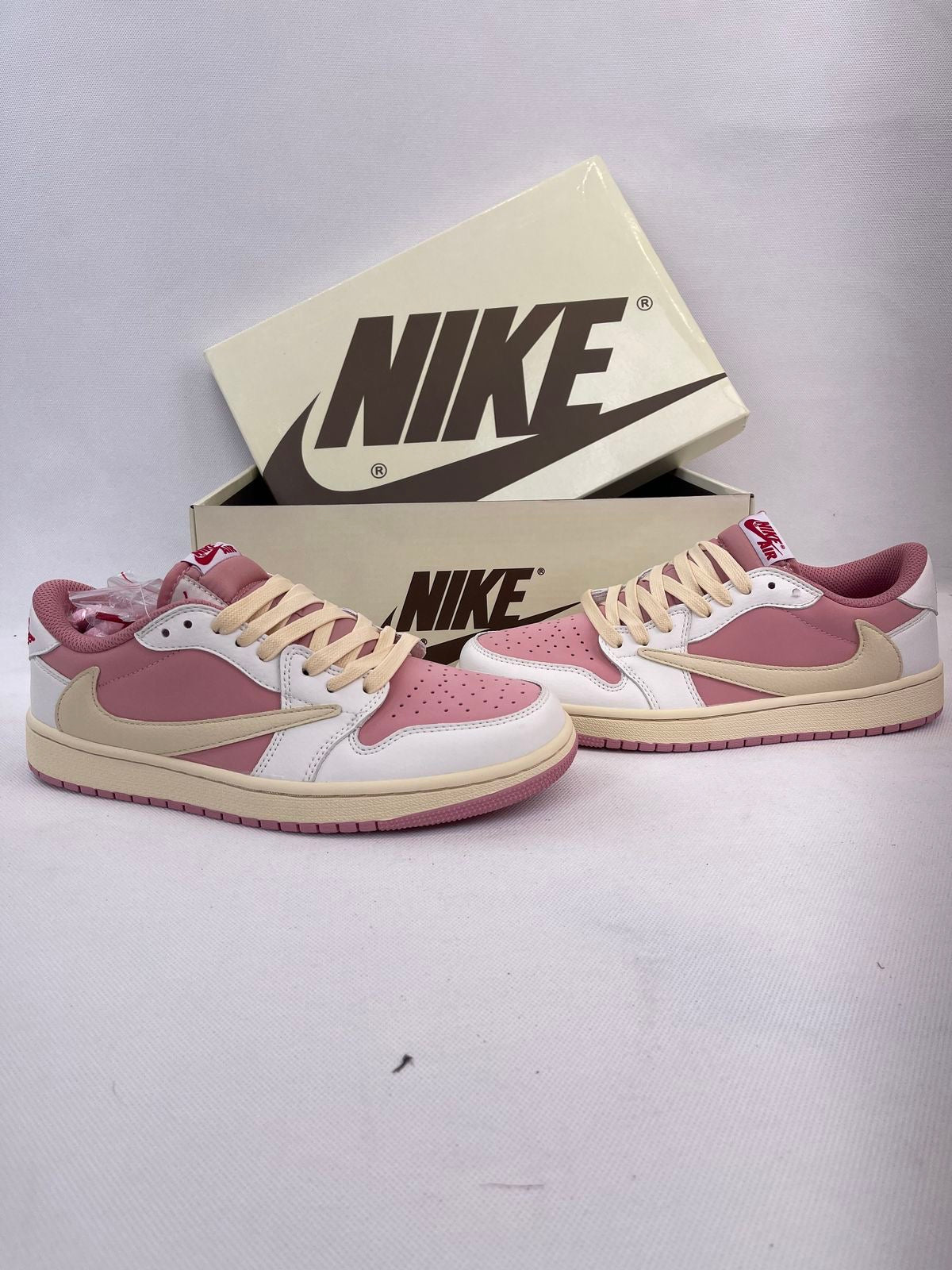 Custom Air Jordan 1 Low White Pink Travis Scott Edition SneakerNational