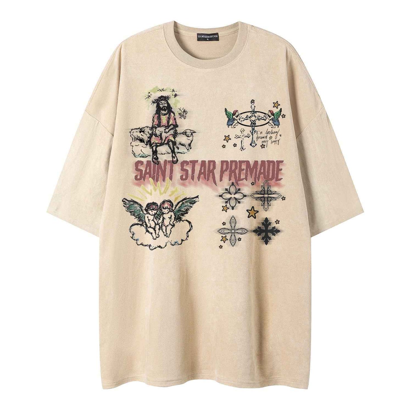 Angel print short sleeved shirt