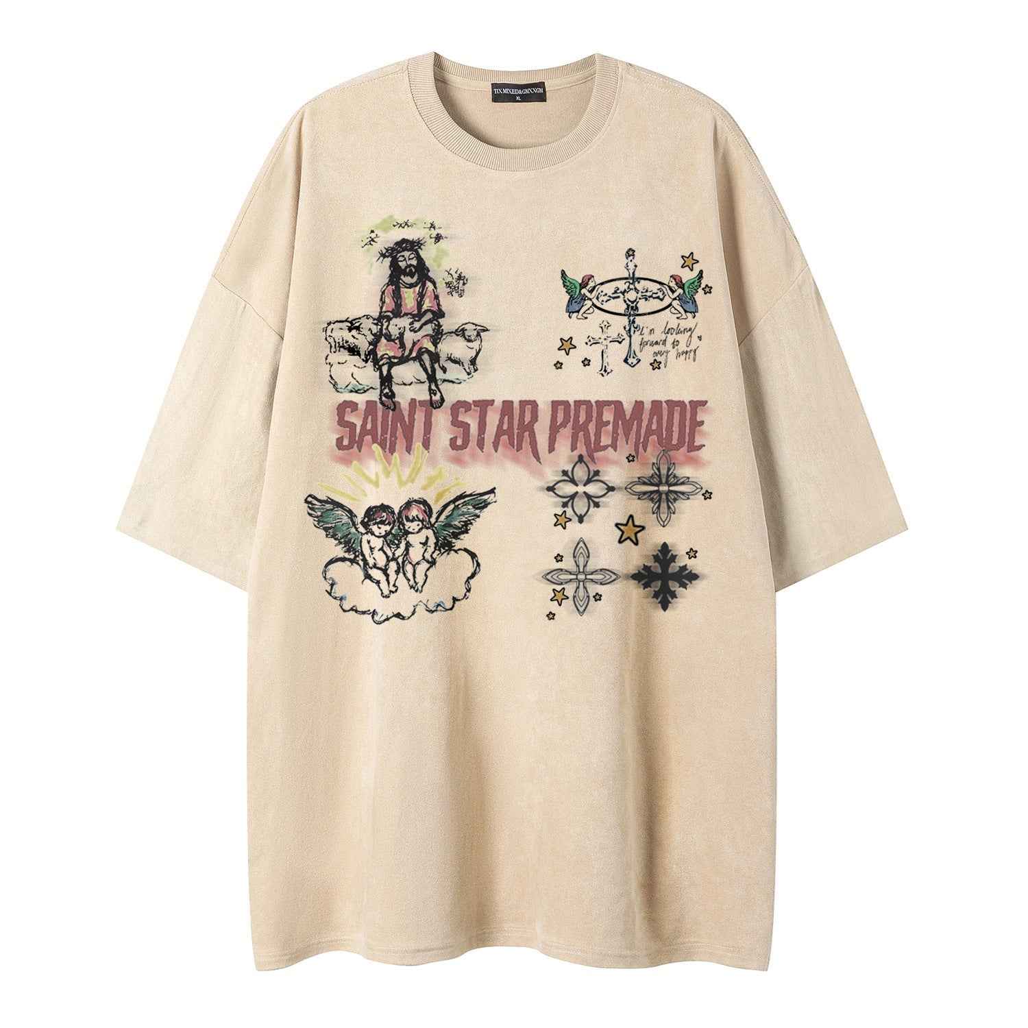 Angel print short sleeved shirt