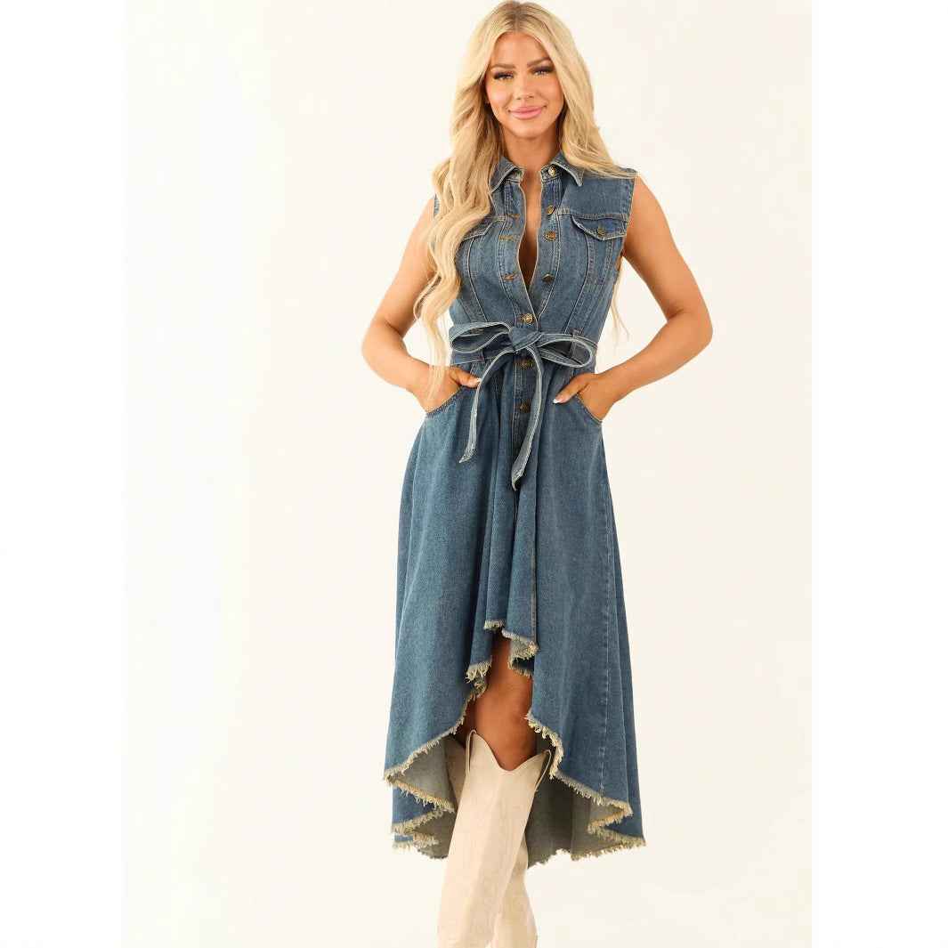 Cowboy dress, fashionable sleeveless, irregular personality