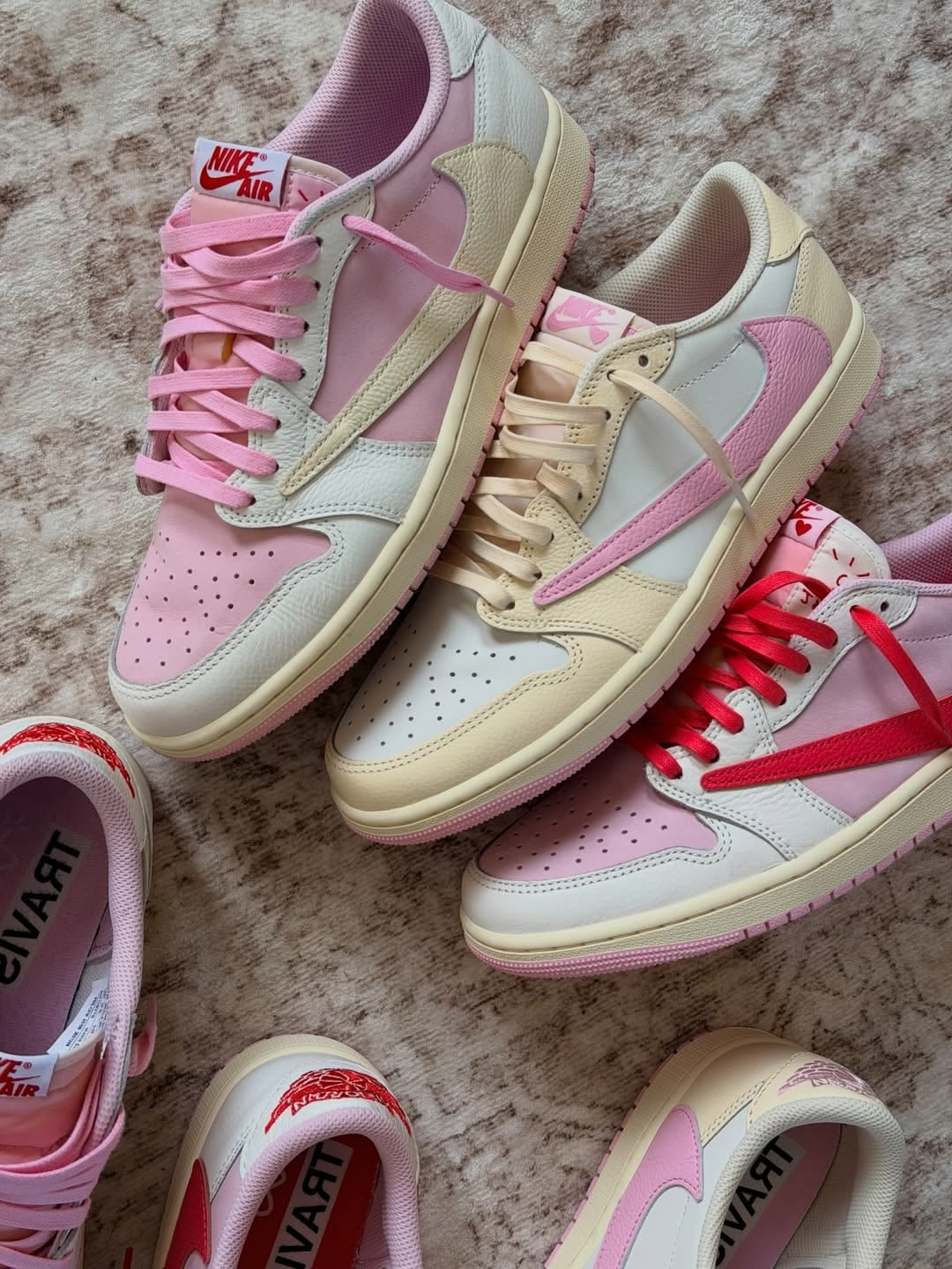 Travis Scott × AJ1 Low "Shy Pink" - Luxuryurbanwear