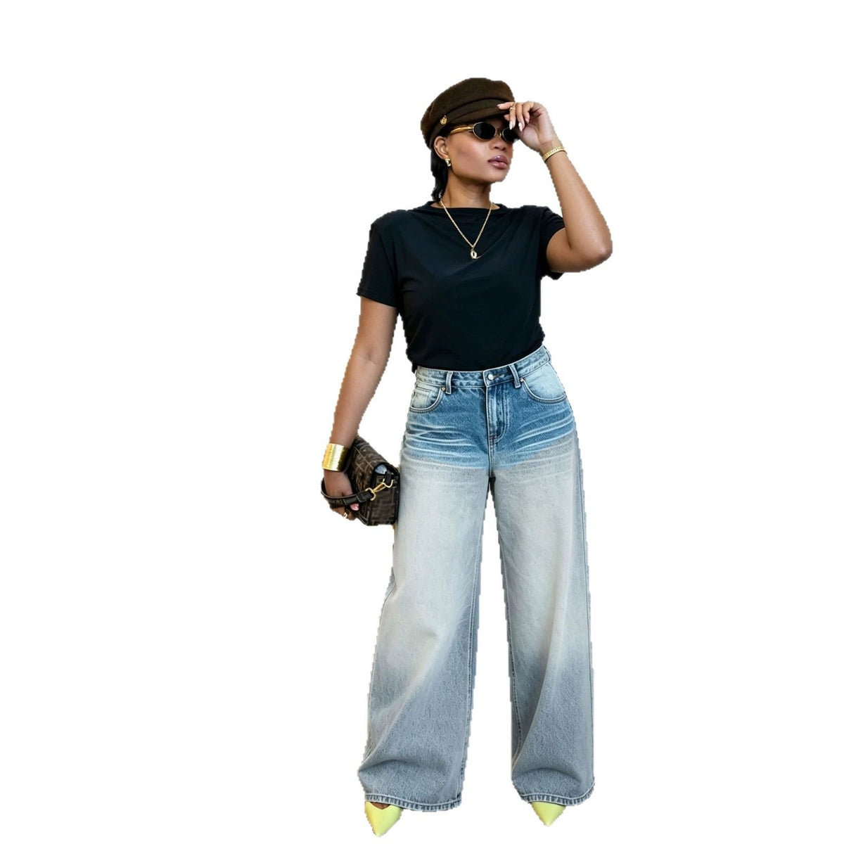 Faded Washed Gradient Catwhisker Denim Pants Fashion Vintage Style Bottoms - OMYGOODS