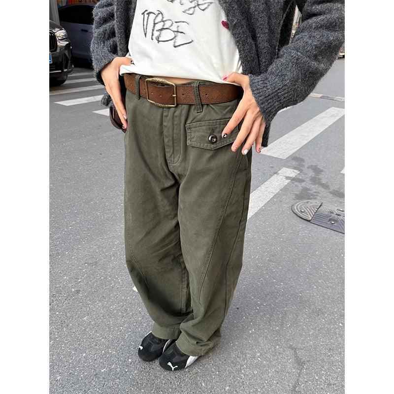 Retro Knife Pant Cut Tapered Cargo Casual Pants for Women, Loose Versatile Casual Drapey Long Pants, Ins Trendy