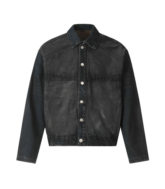 NOIR PATCHWORK WAXED DENIM JACKET