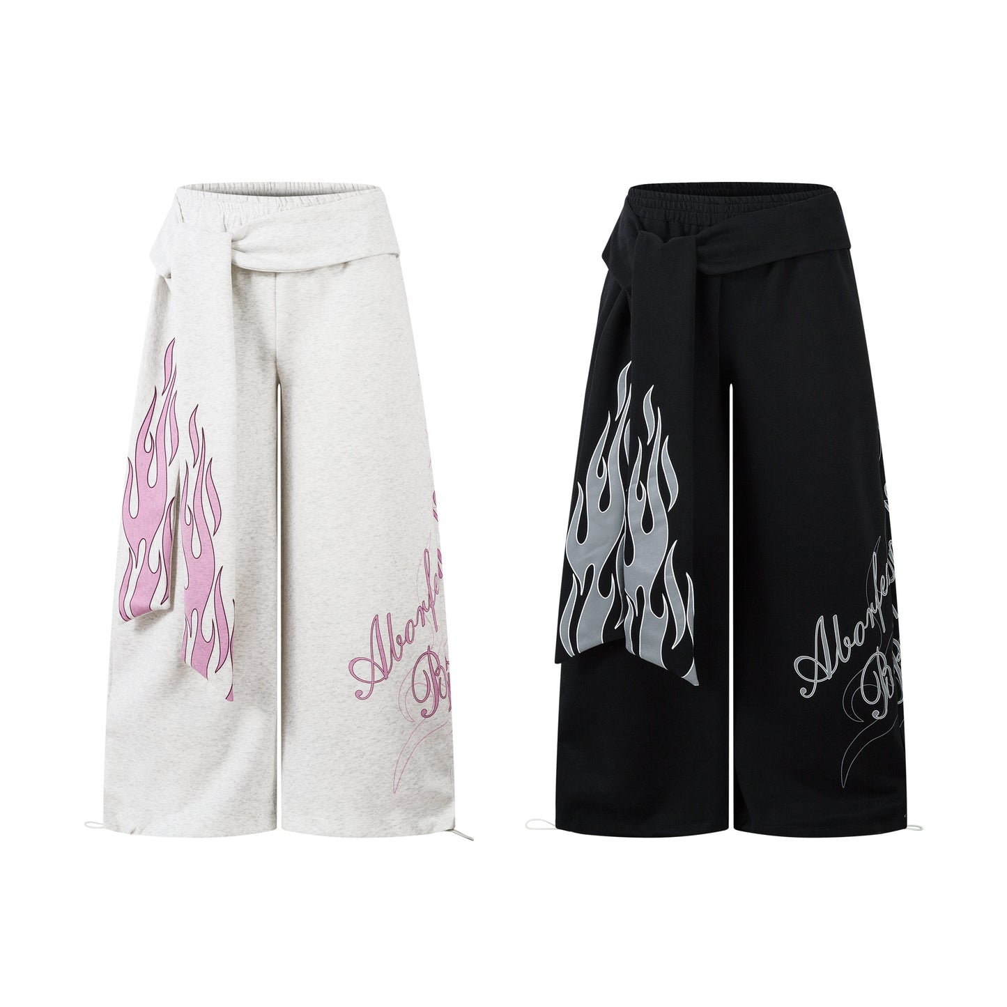 Flame Print Sweatpants | Baggy Streetwear Trousers