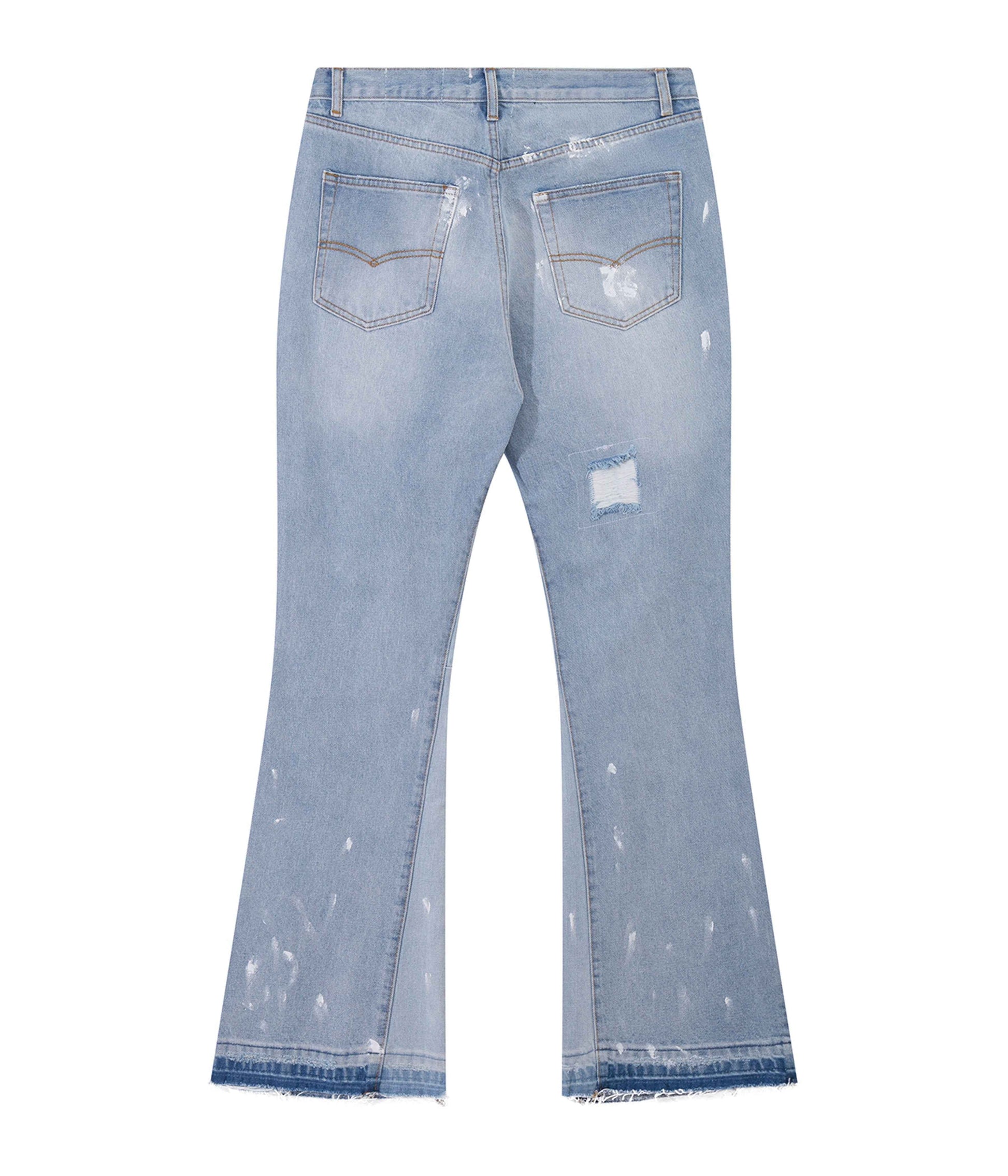 SKY DISTRESSED SPLIT FLARE DENIM