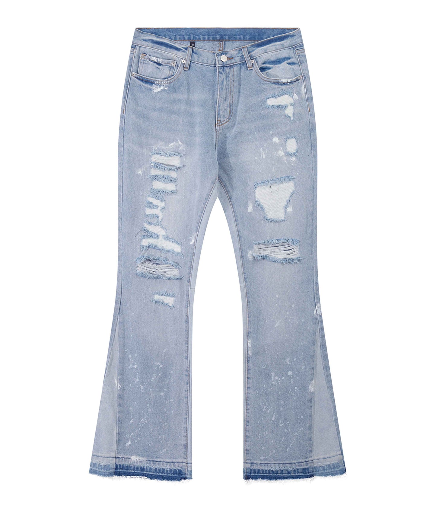 SKY DISTRESSED SPLIT FLARE DENIM