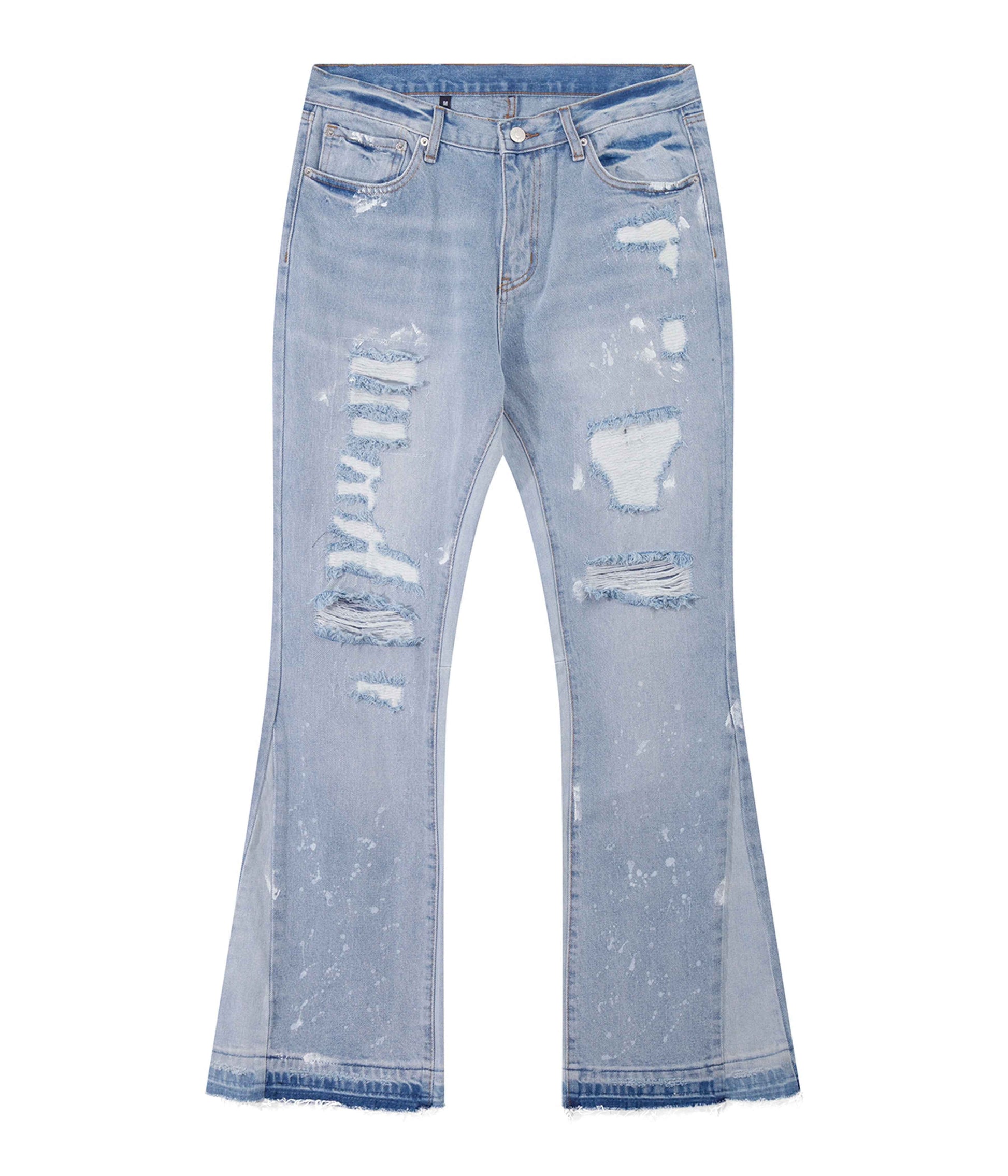 SKY DISTRESSED SPLIT FLARE DENIM