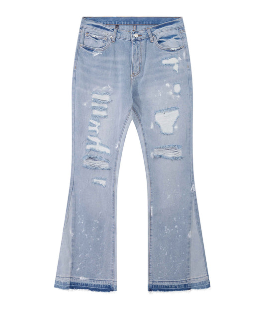 SKY DISTRESSED SPLIT FLARE DENIM