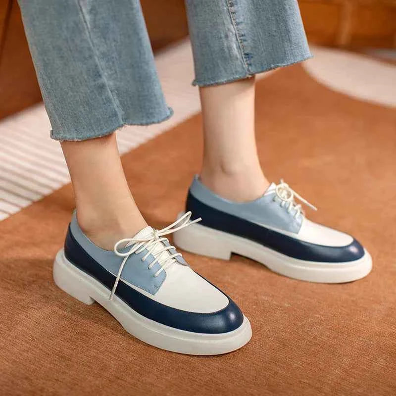 Natural Genuine Leather Flats Shoes Women Round Toe Casual Shoes Cross Tied Flats Footwear Female Shoes Spring 2025 New Pumps