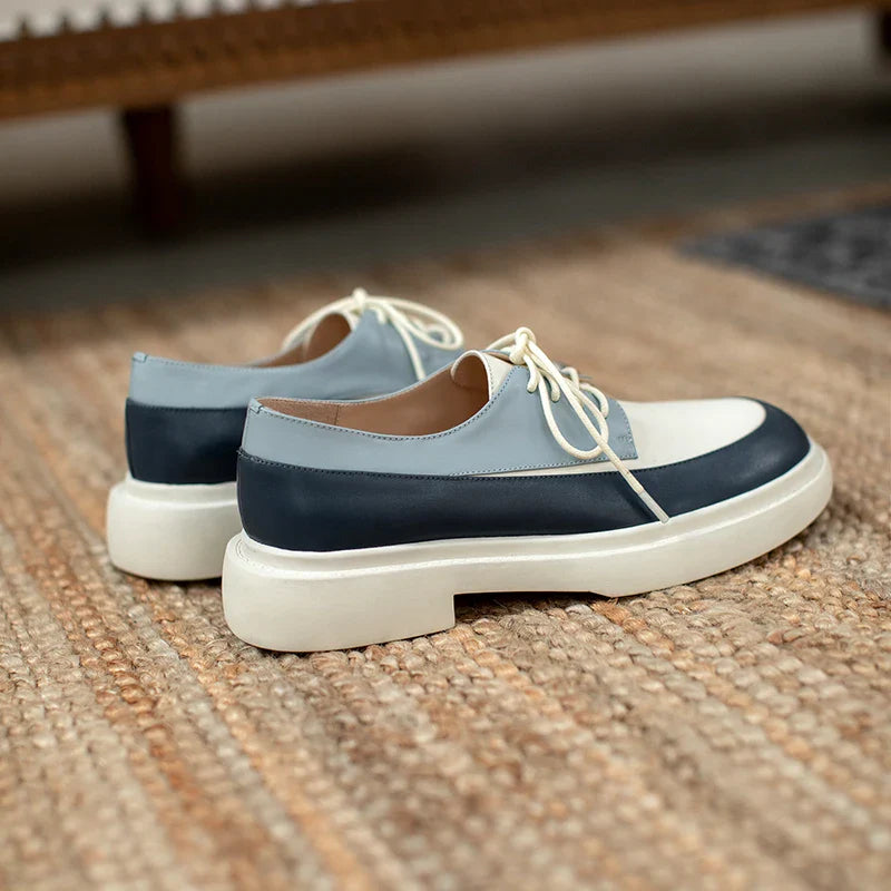 Natural Genuine Leather Flats Shoes Women Round Toe Casual Shoes Cross Tied Flats Footwear Female Shoes Spring 2025 New Pumps
