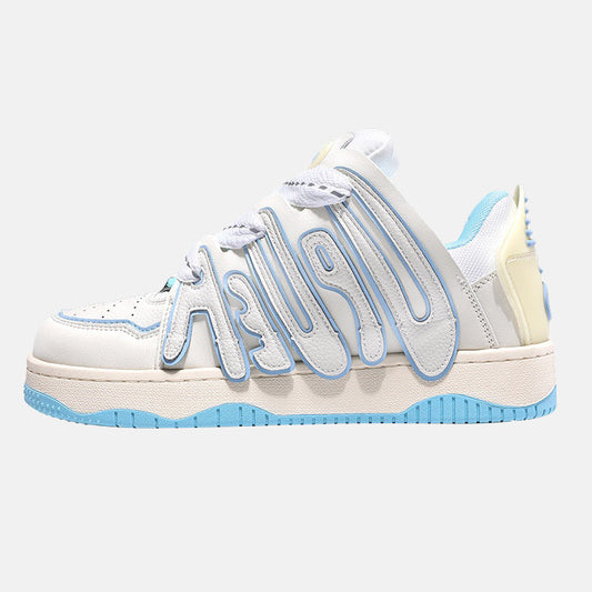 Waved | Beige and Blue Sneakers