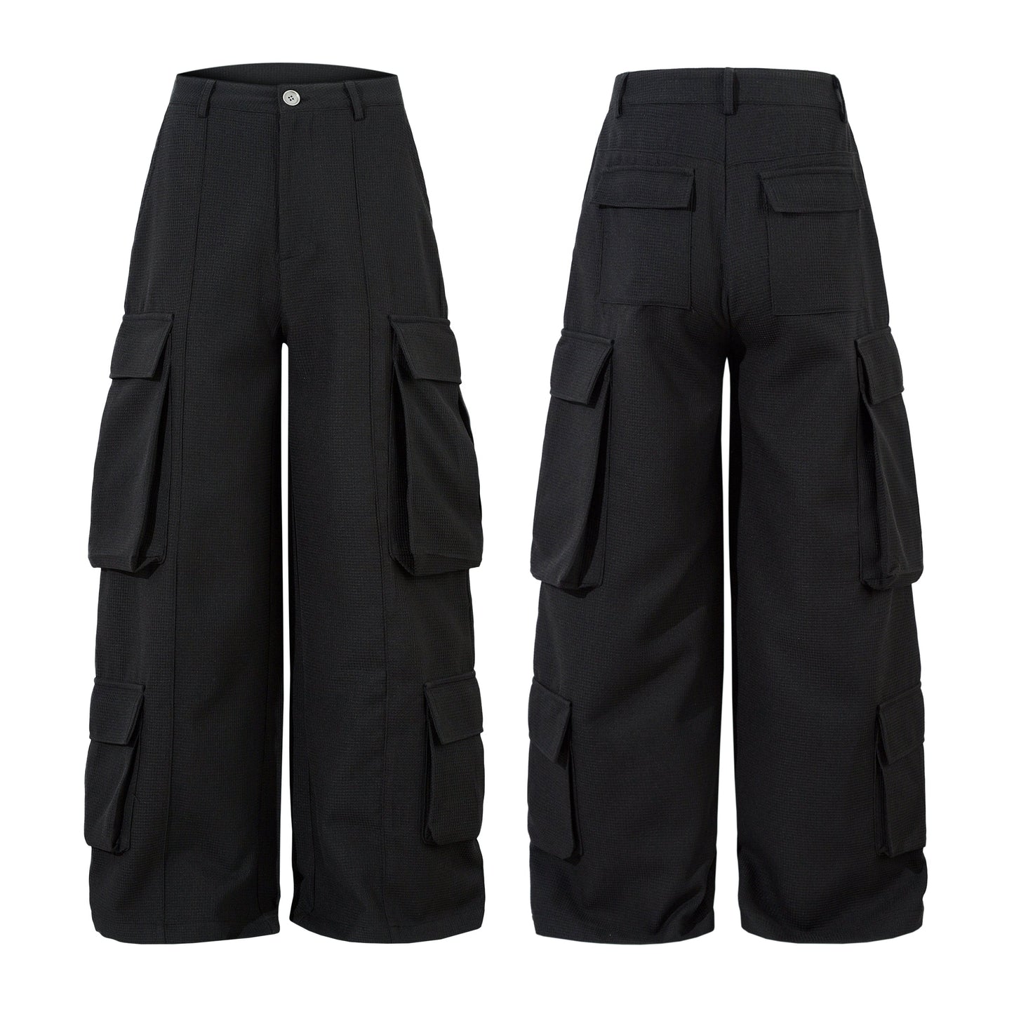 Unisex Multi-Pocket Wide Cargo Pants