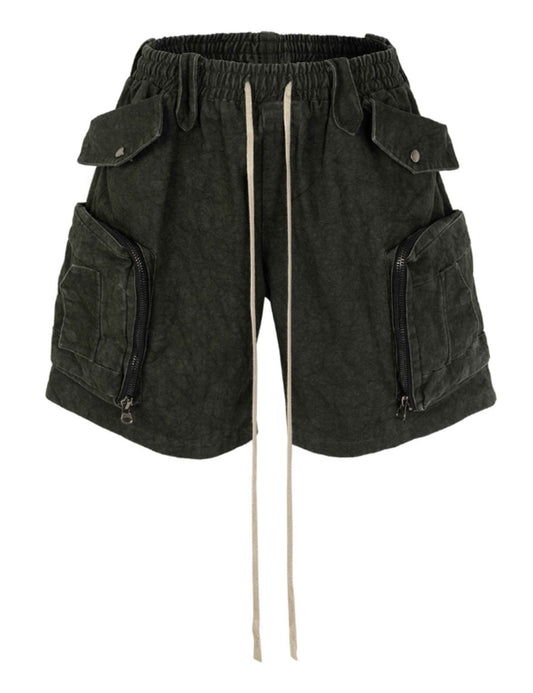 DRAWSTRING JUMBO POCKET CARGO SHORTS
