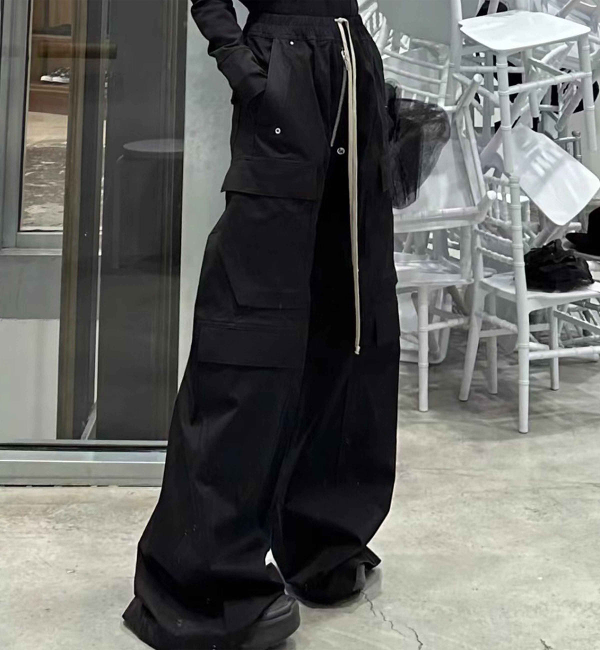 NYLON DRAWSTRING CARGO PANTS