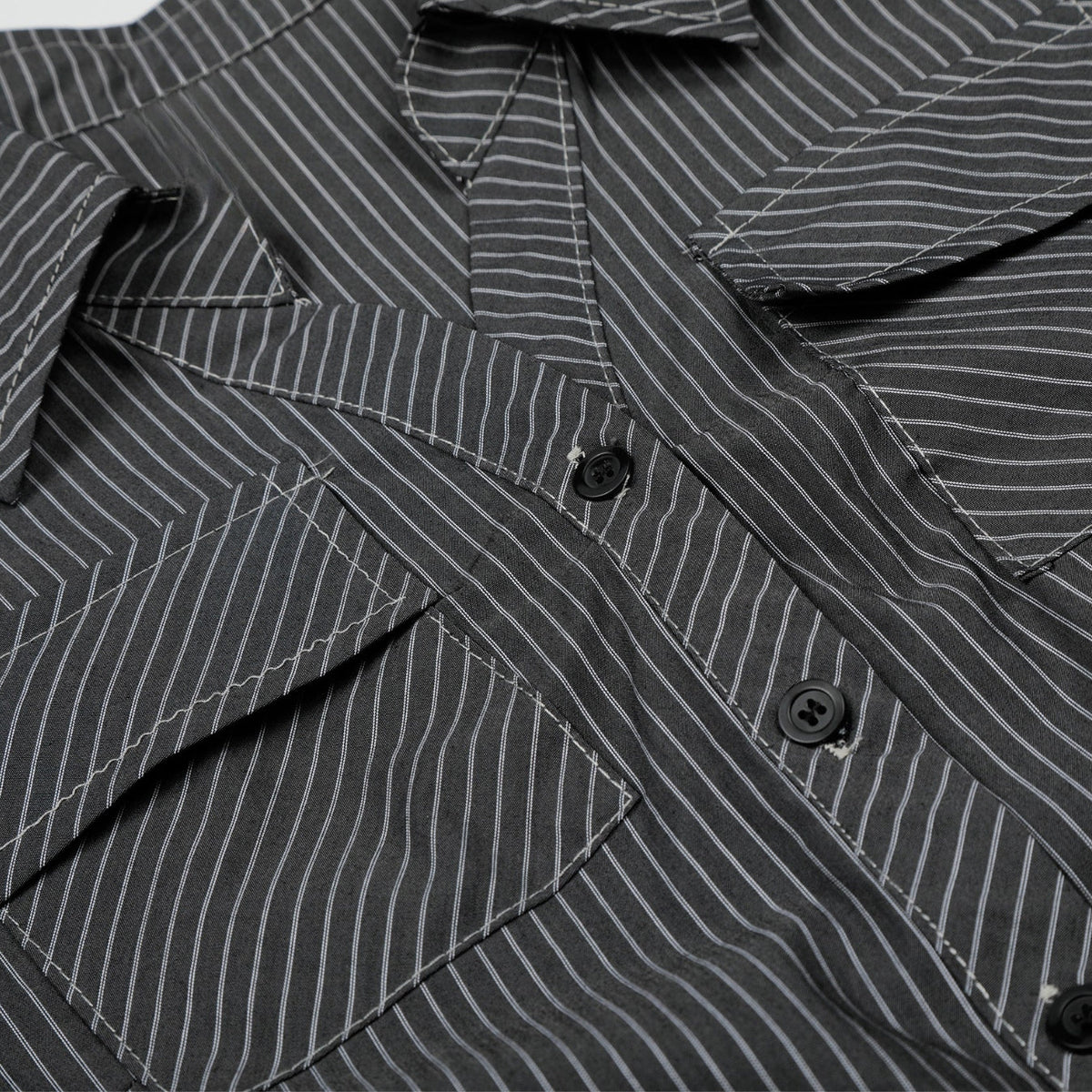 Midnight Pinstripe Button-Up Top