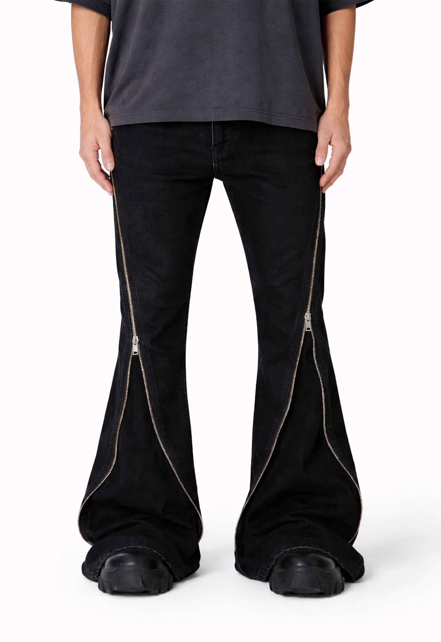 DIAMOND ZIP FLARE DENIM