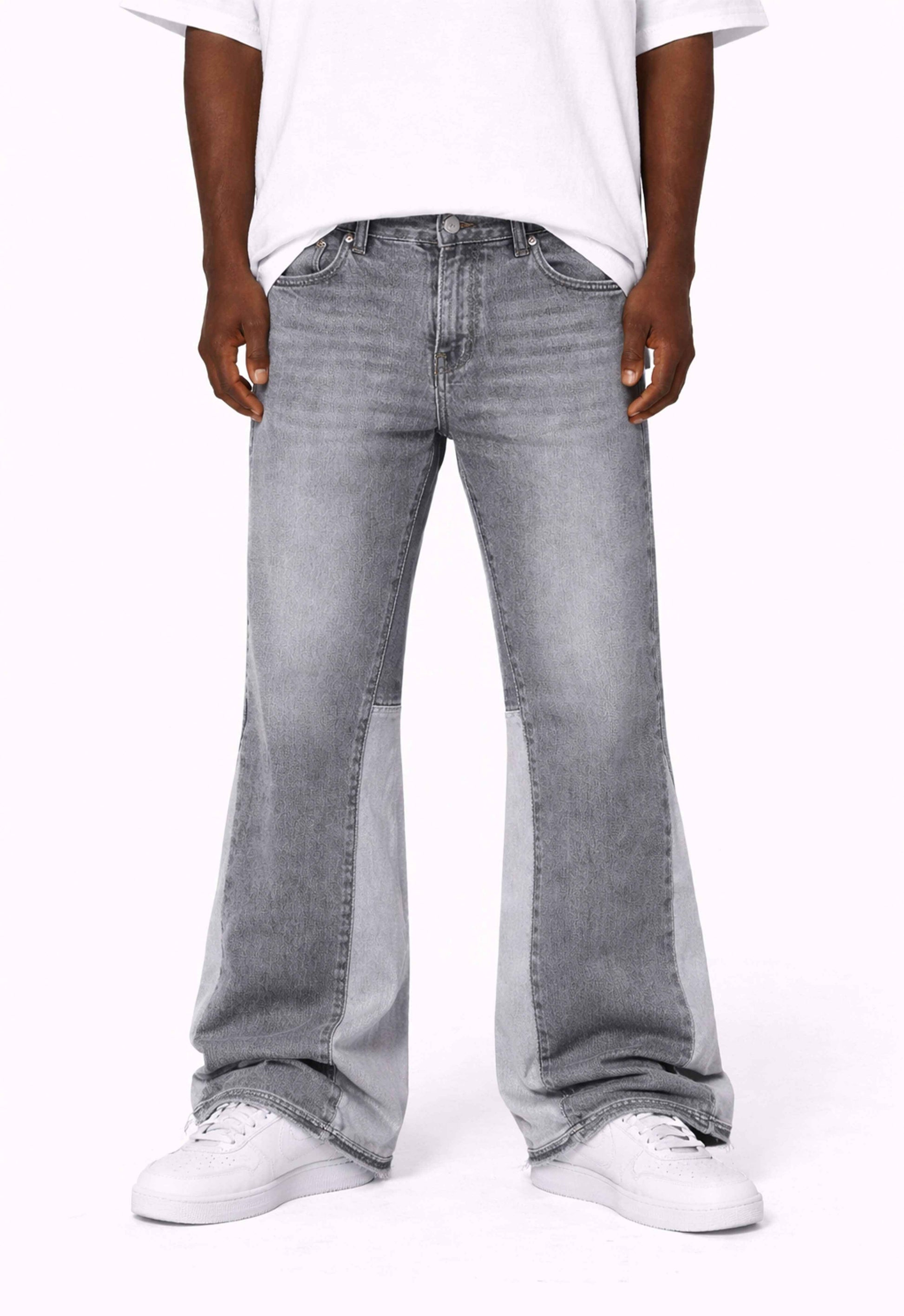 GREY SPLIT FLARE DENIM