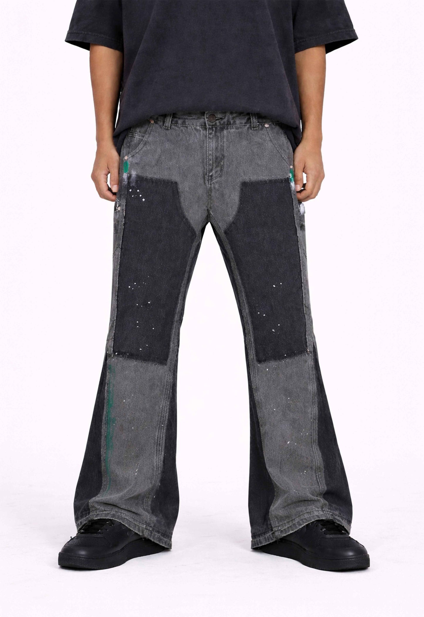 GREY SPLIT PAINTERS DENIM